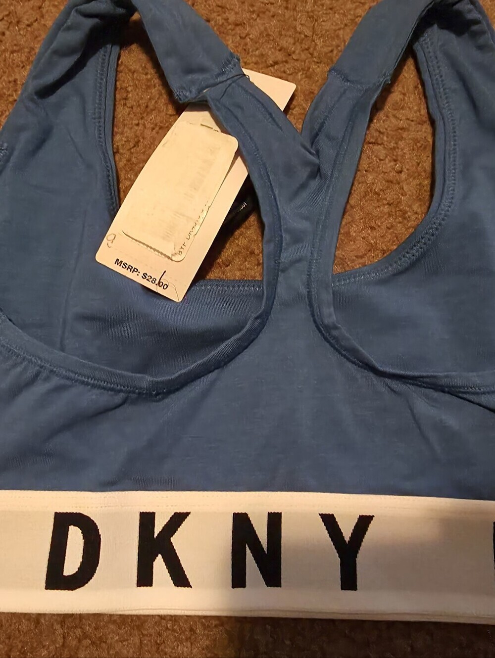 NWT-DKNY  Blue Sports Bra with Logo Band - Picture 13 of 16